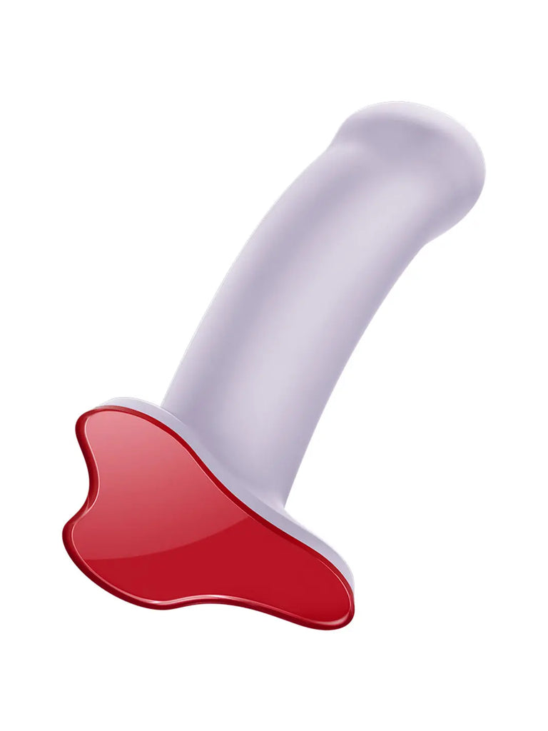 Angled view of the lilac FUN FACTORY Amor showing its compact curved profile and suction-style base