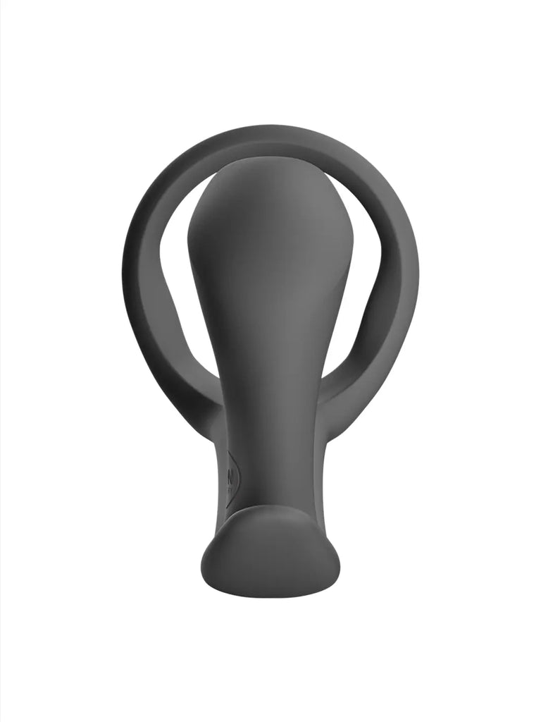FUN FACTORY Bootie Ring in black front view with smooth silicone finish and looped ring detail.