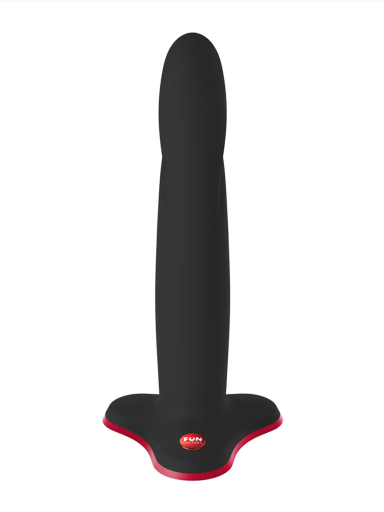 Front view of the Black Fun Factory Limba Flex M poseable silicone dildo