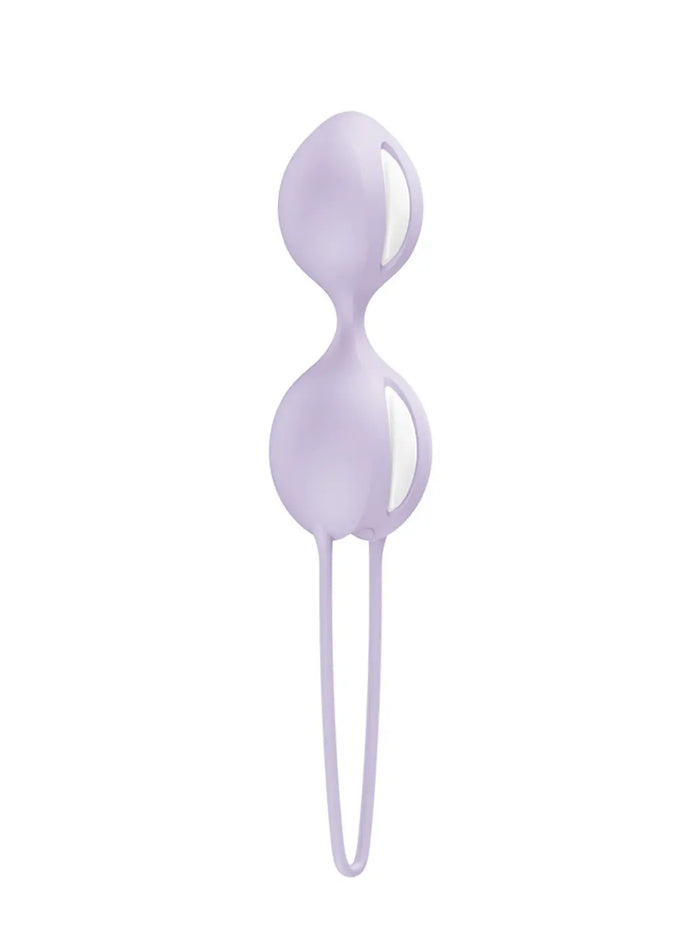 Purple FUN FACTORY Smartballs Duo pelvic floor trainer with two weighted balls and a flexible retrieval loop