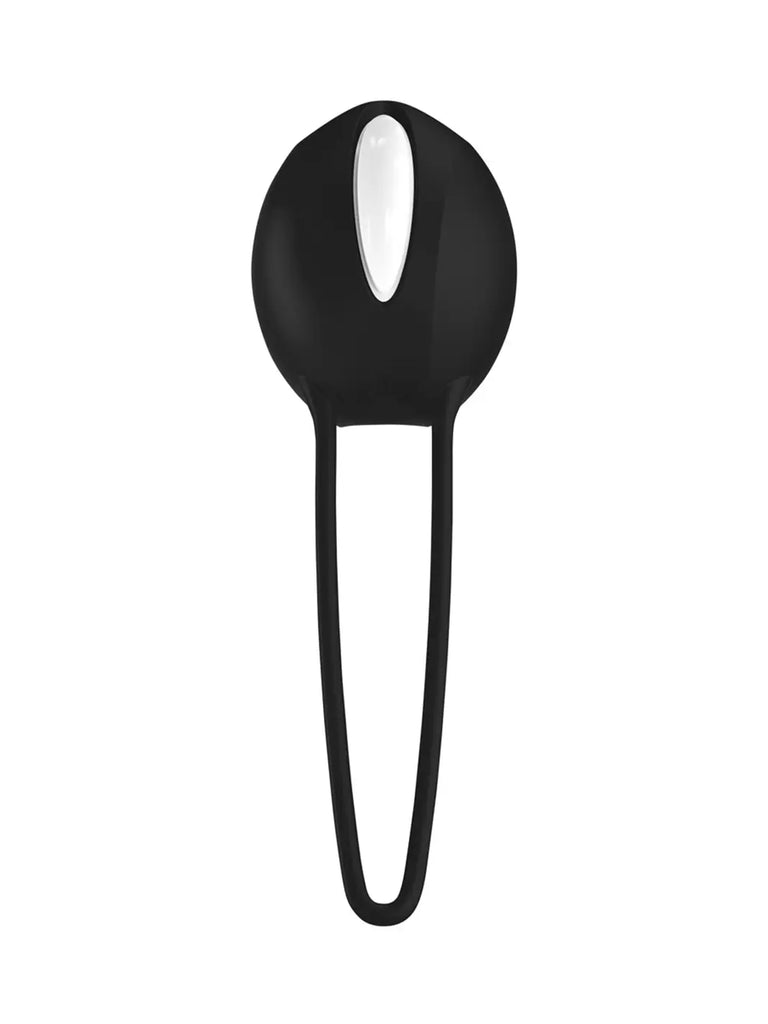 Black FUN FACTORY Smartballs Uno single-ball pelvic floor trainer with a flexible retrieval loop