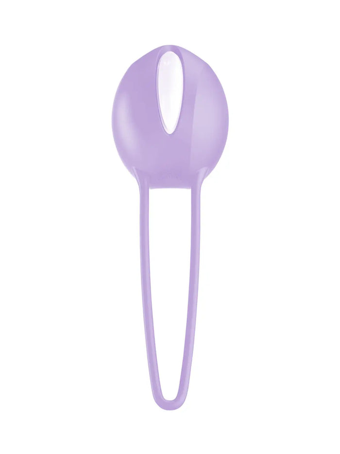 Purple FUN FACTORY Smartballs Uno pelvic floor trainer with a single weighted ball and flexible retrieval loop