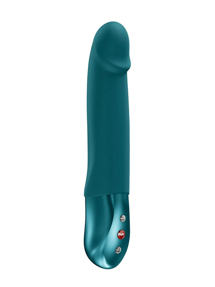 FUN FACTORY Stronic Real in petrol shown at an angle with smooth silicone finish and curved handle