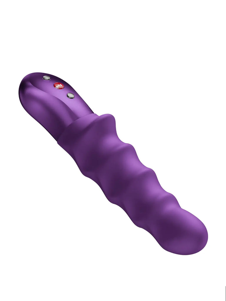 FUN FACTORY Stronic Surf in purple side view showing the textured silicone body and slim ergonomic profile.